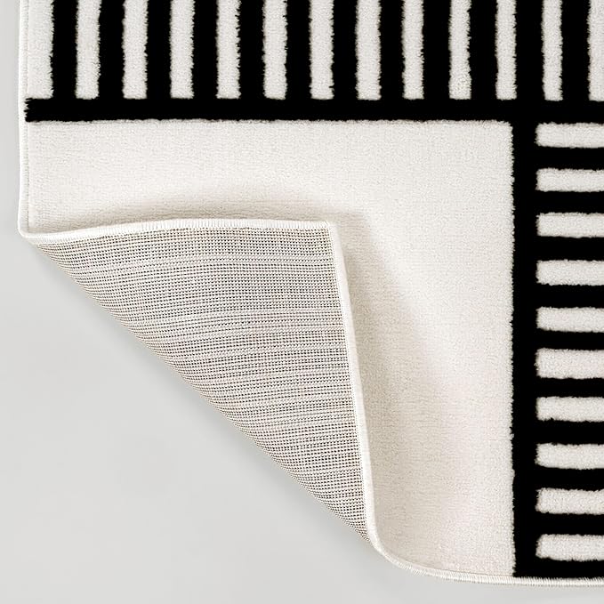 JONATHAN Y Nordby High-Low Arch Striped Black/White Indoor Area Rug, 5x8, Indoor, Non-Shedding, Stain Resistant for Bedroom, Living Room, Kitchen (SCN104G-5)