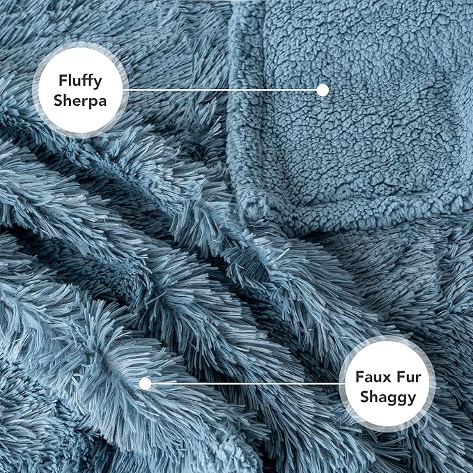 PetAmi Waterproof Dog Blanket for Medium Large Dogs, Calming Fleece Cat Blanket, Couch Protector Washable Sherpa Faux Fur Pet Throw for Puppy, Soft Reversible Leakproof 40x60 Light Blue