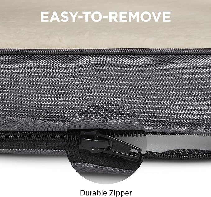 LE SURE XL Washable Dog Bed Cover Replacement Plush Fleece Cover for Orthopedic Egg Crate Foam Pet Mat 44x32x3 Inches, Grey