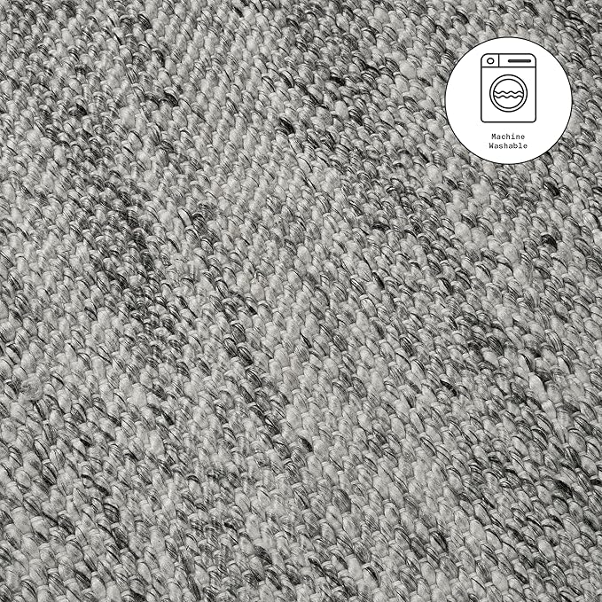 Fab Habitat Machine Washable Area Rug - Hand Woven, Stain Resistant, Pet Friendly - Premium Recycled Polyester Yarn - Solid - Kitchen, Bathroom - Biltmore - Natural - 2 x 3 ft