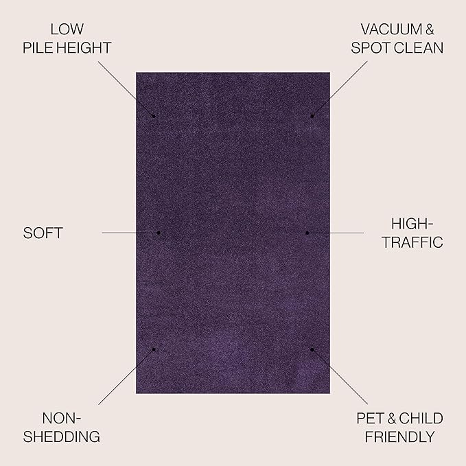 JONATHAN Y Haze Solid Low-Pile Purple 4x6 Oval Indoor Area Rug, Coastal,Bohemian,Minimalist,Classic, Easy-Cleaning for Living Room,Bedroom,Kitchen,Pet Friendly,Non-Shedding (SEU100N-4OV)