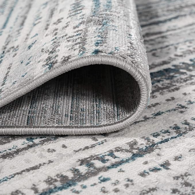 JONATHAN Y Loom Strie' Gray/Turquoise Indoor Area Rug 3X5 ft, Modern for Living Room, Bedroom, Kitchen, Office, Easy-Cleaning, High Traffic, Pet-Friendly, Non-Shedding SOR200B-3