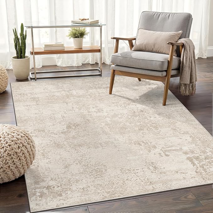 Art&Tuft Non-Slip Runner Rug - 3x5 Runner Rug Washable Low-Pile Rugs Runners, Soft Distressed Carpet Runner for Bedroom Bathroom Kitchen Laundry Living Room, Beige