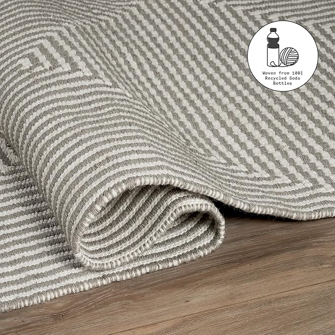 Fab Habitat Machine Washable Area Rug - Hand Woven, Stain Resistant, Pet Friendly - Premium Recycled Polyester Yarn - Contemporary - Bedroom, Living Room - Denver - Gray - 4 x 6 ft