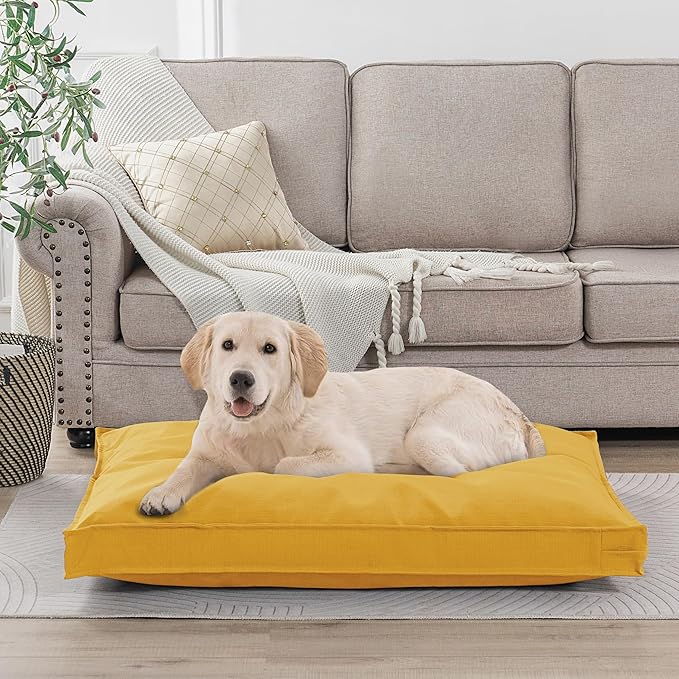 Dog Bed Covers Replacement Washable, Waterproof Dog Bed Cover with Zipper, 36Lx27Wx3H inch Durable Oxford Pet Bed Cover for Outdoor/Indoor Use, Cover Only, Yellow