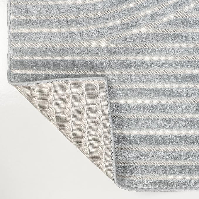 JONATHAN Y Hallie High-Low Curve Light Blue/Cream 3x5 Indoor/Outdoor Area Rug, Minimalist Geometric, Pet Friendly, for Patio, Backyard, Living Room, Bedroom, Office, Hose-Washable (SCN100E-3)