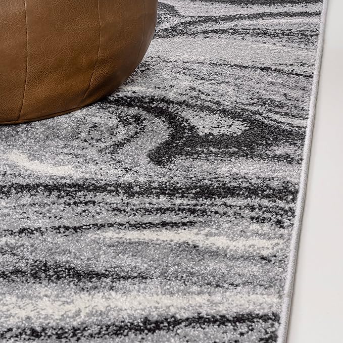 JONATHAN Y Viscon Abstract Marble Light Gray/Black Indoor Area Rug 3x5, Modern,Contemporary,Geometric,Casual, Easy-Cleaning for Living Room,Bedroom,Kitchen,Pet Friendly,Non-Shedding (SEU207A-3)