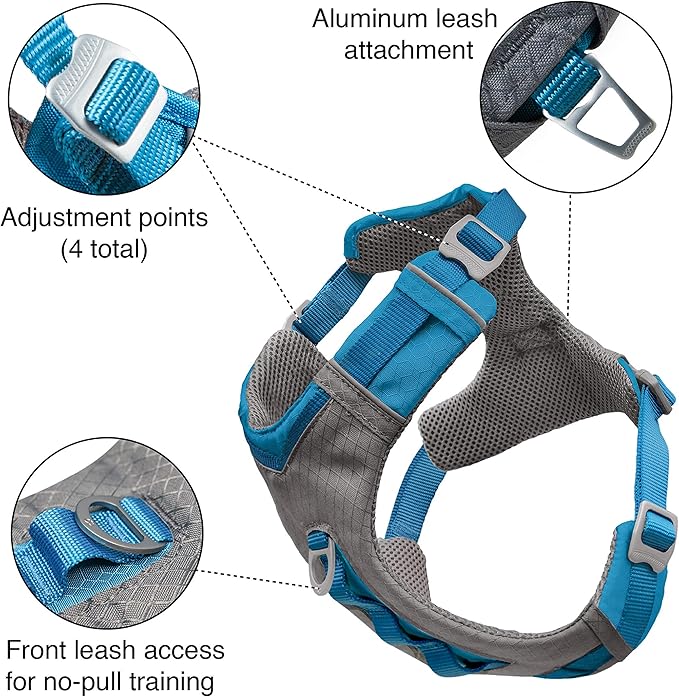 Kurgo Journey Air Dog Harness - Secure Fit for Active Dogs - Padded Chest - Lightweight Ripstop Fabric - Breathable Mesh - Reflective Trim - Back Assist Handle - Orange - Medium
