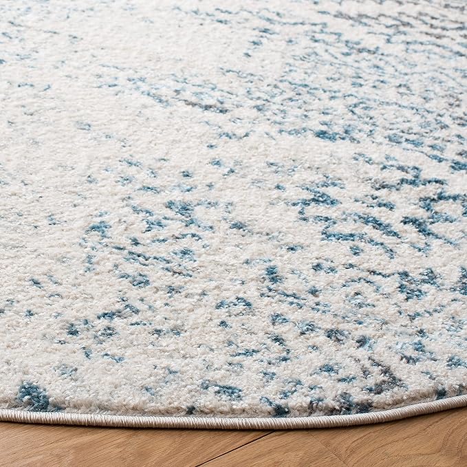 SAFAVIEH Tulum Collection Area Rug - 3' Round, Ivory & Turquoise, Moroccan Boho Tribal Design, Non-Shedding & Easy to Clean, Ideal for Entryway, Foyer, Accent Space, Bedroom (TUL272E)