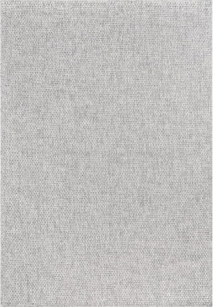 CAMILSON Easy Jute Rug 8x10, Indoor Outdoor Grey Color Area Rugs for Living Room Farmhouse Patio and Kitchen Rug, Solid Boho Woven Design, Easy-Cleaning, Washable Outside Carpet Alfombras (8 x 10)
