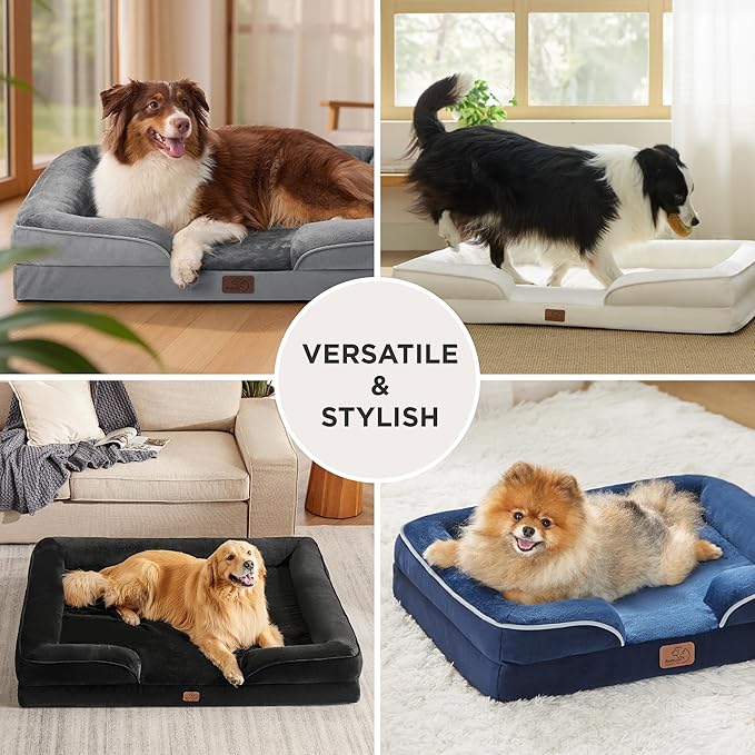 Bedsure XL Orthopedic Dog Bed for Extra Large Dogs - Washable XLarge Dog Cat Bed Waterproof, Comfort Dogs Couch Sofa with Washable Removable Cover, Pet Bed with Nonskid Bottom, Hazel, 42"