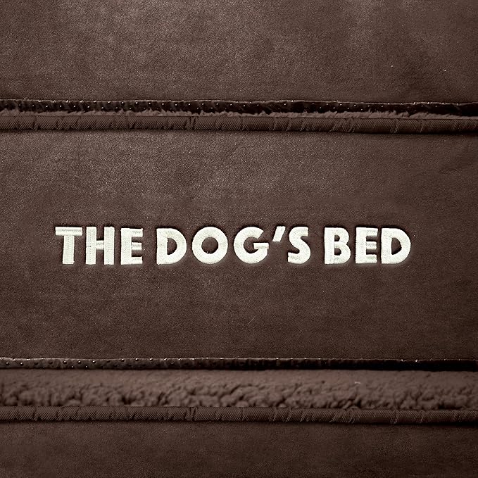 The Dog’s Bed Orthopedic Memory Foam Dog Bed with Headrest, Plush Fabric, Brown Plush, XXL, 4-Inch