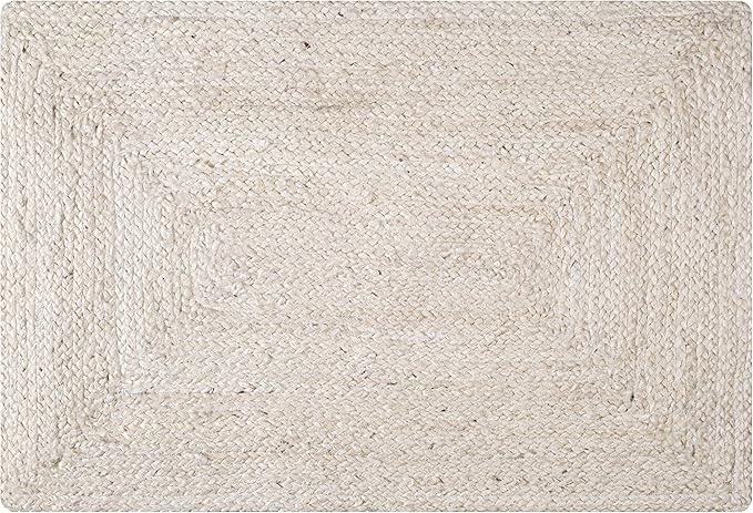 Hausattire Hand Woven Jute Braided Rug, 2'x3' ??Off White, Reversible Boho Entry Area Rugs for Kitchen, Living Room I Farmhouse Indoor Outdoor Decorative Floor Rug, 24x36 Inch