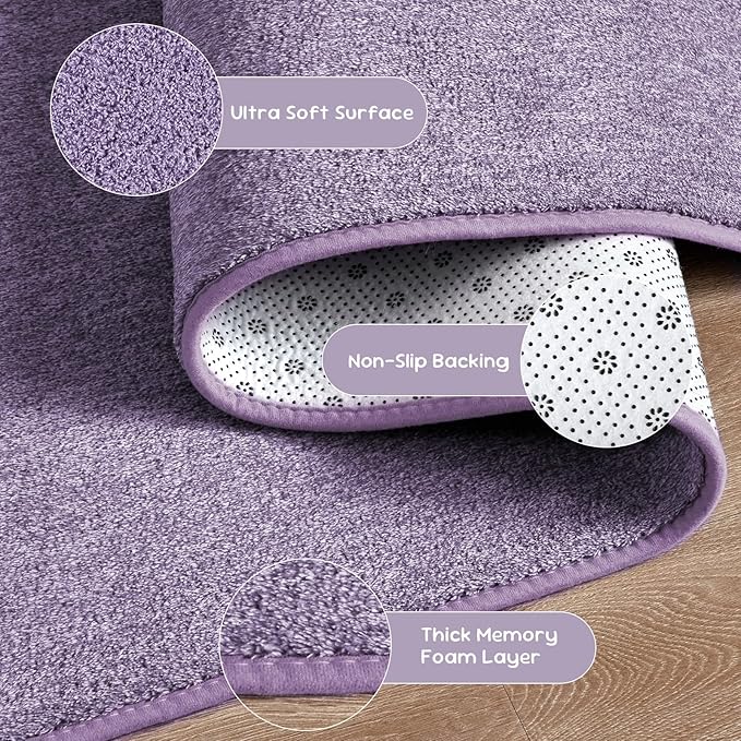 DweIke Rugs for Bedroom Living Room, 4x6 ft Purple Area Rug, Washable Memory Foam Indoor Carpet, Modern Non-Slip Ultra Soft Carpets for Kids Boys Girls Adults Nursery Dorm Home Decor