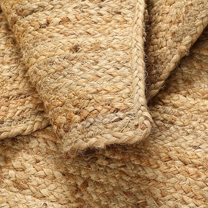 Hausattire Hand Woven Jute Braided Rug, 3'x5' ??Natural, Reversible Boho Entry Area Rugs for Kitchen, Living Room I Farmhouse Indoor Outdoor Decorative Floor Rug, 36x60 Inches