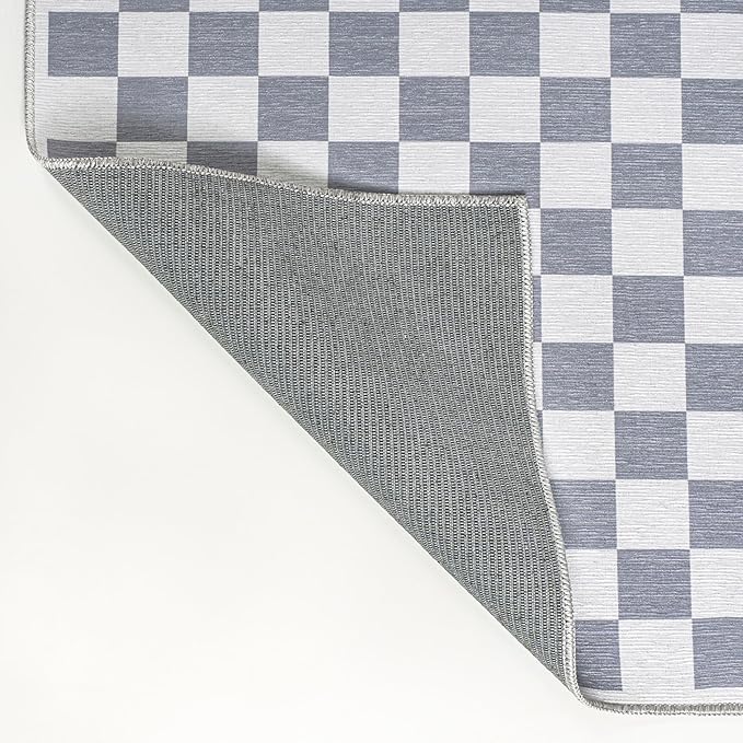 JONATHAN Y Machine Washable Indoor Area Rug 5X8 Purple Gray/White, Ainsley Modern Cottage Checkerboard for Living Room, Bedroom, Kitchen, Office, Easy-Cleaning, Pet-Friendly, Non-Shedding WSH126A-5