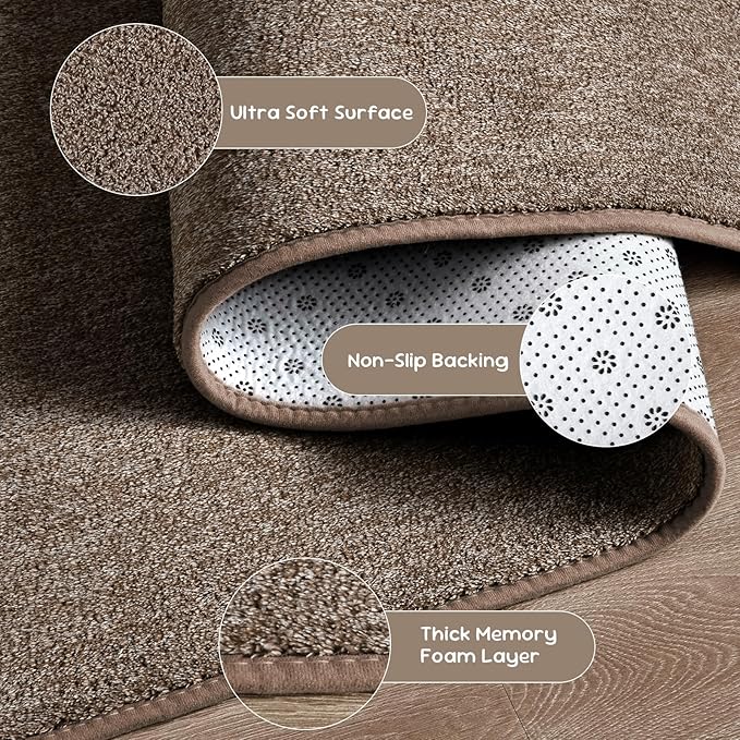 DweIke Rugs for Bedroom Living Room, 6x9 ft Brown Area Rug, Washable Memory Foam Indoor Carpet, Modern Non-Slip Ultra Soft Carpets for Kids Boys Girls Adults Nursery Dorm Home Decor