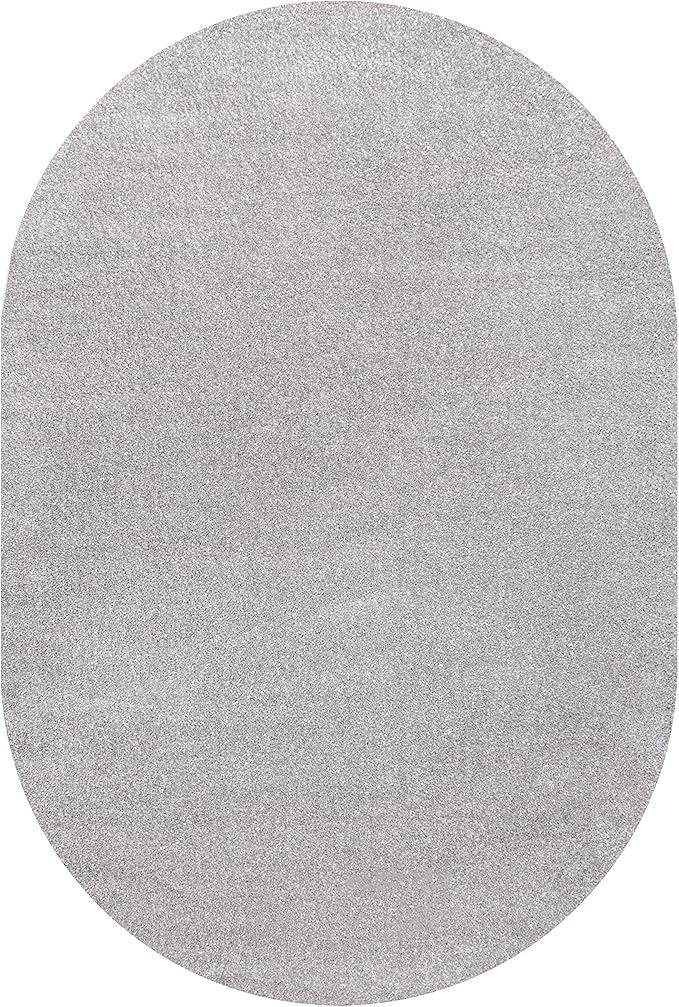 JONATHAN Y Haze Solid Low-Pile Light Gray 3x5 Oval Indoor Area Rug, Coastal,Bohemian,Minimalist,Classic, Easy-Cleaning for Living Room,Bedroom,Kitchen,Pet Friendly,Non-Shedding (SEU100K-3OV)