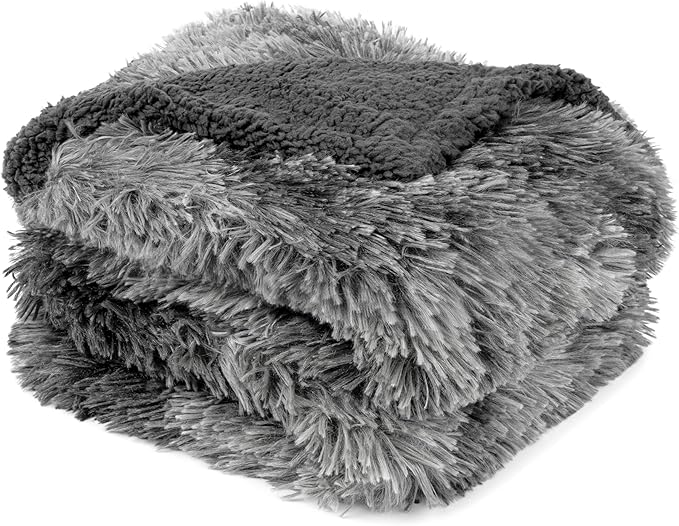 PetAmi Waterproof Dog Blanket for Large Dog, Queen Size Calming Pet Blanket Couch Cover Protector, Sherpa Faux Fur Cat Throw for Sofa Furniture Bed, Soft Fluffy XL, 90x90 Tie-Dye Gray