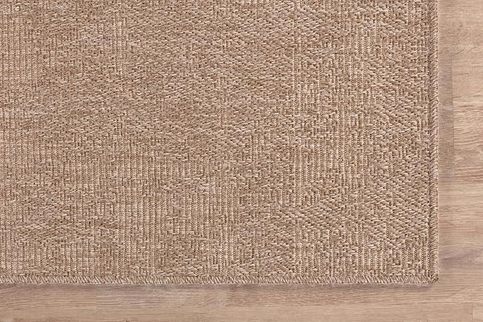 CAMILSON Easy Jute Rug 10x14, Indoor Outdoor Natural Color Fiber Area Rugs for Living Room Patio and Kitchen Rug, Solid Boho Woven Design, Easy-Cleaning, Washable Outside Carpet Alfombras (10 x 14)
