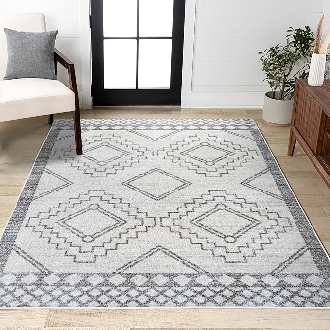 JONATHAN Y Amir Moroccan Beni Souk Cream/Gray Indoor Area Rug, 3x5, Bohemian, Scandinavian, Easy-Cleaning for Living Room, Bedroom, Kitchen, Pet Friendly, Non-Shedding (MOH200B-3)