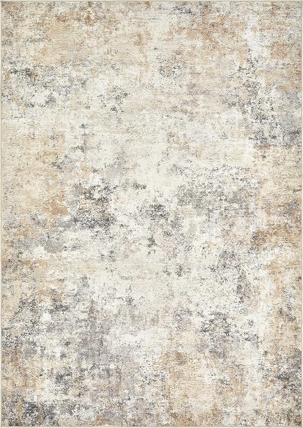 7x9 Area Rug Living Room Rugs - Washable Neutral Modern Abstract Soft Thin Large Rug Indoor Floor No Slip Rug Carpet for Bedroom Under Dining Table Home Office Decor - Golden Grey