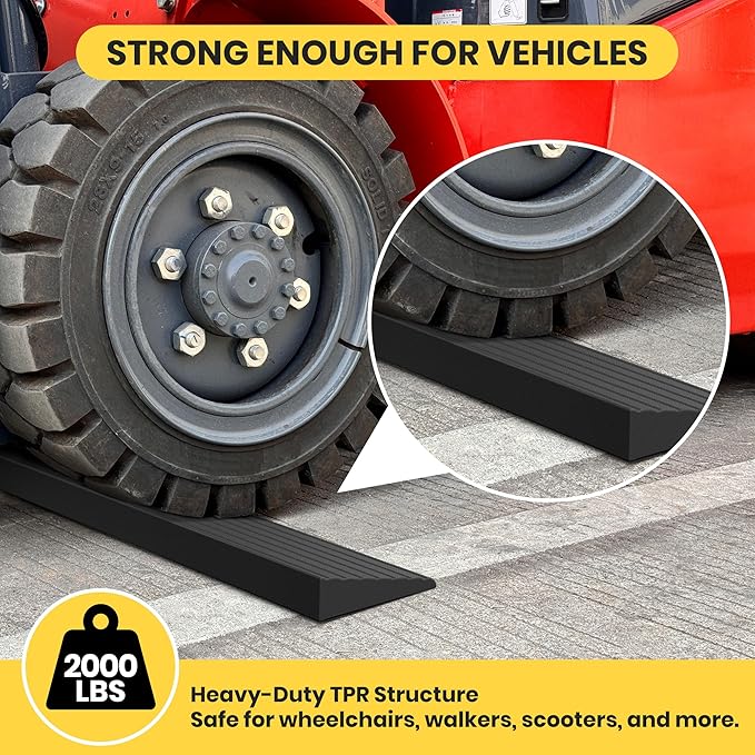 0.8" Rise Rubber Threshold Ramps for Doorways, 34" Wide Modular Wheelchair Ramp 2 PCS, Wheelchair Ramp, Access Ramps for Wheelchairs,Strollers,Sweepers,Bathrooms,Entryways,2000LBS Capacity