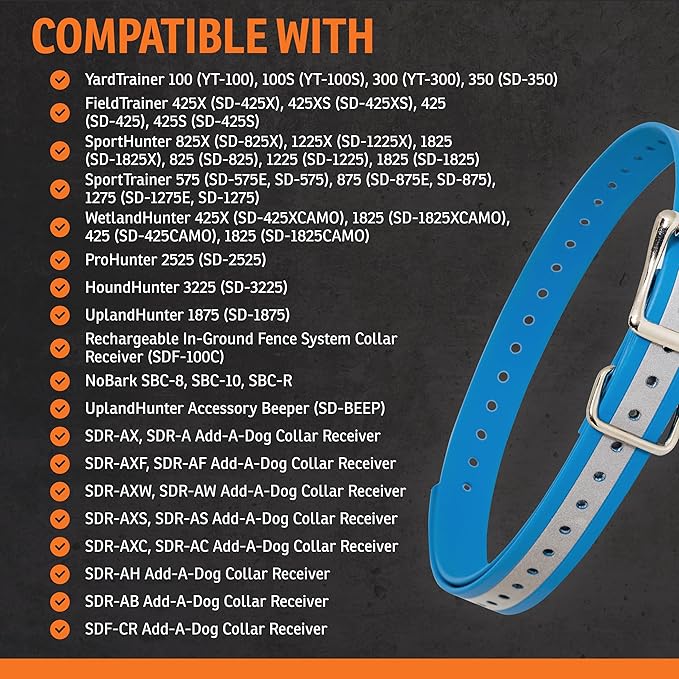 SportDOG 3/4-Inch Collar Strap - Waterproof Replacement Strap for Rugged Outdoor Use - Adjustable Collar with High Visibility - Reflective Blue
