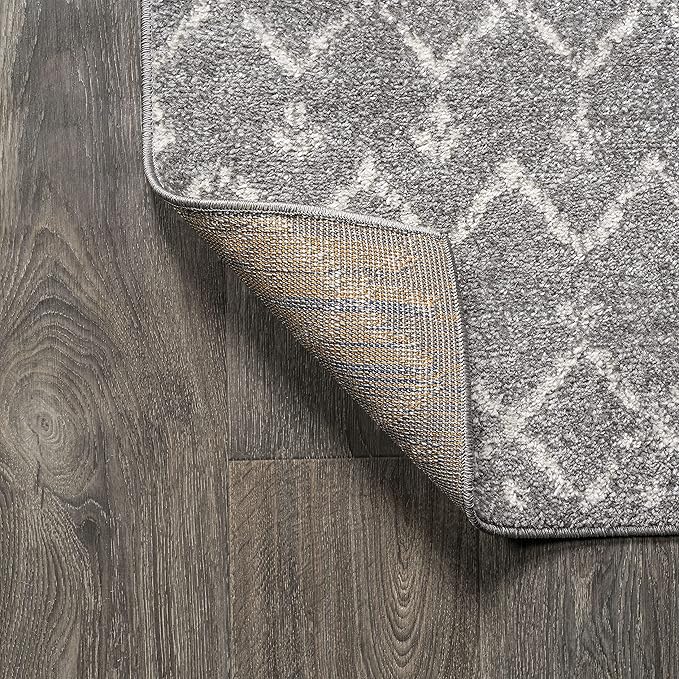 JONATHAN Y Boho Vintage Diamond Gray/Ivory Round Area Rug 3 ft, Moroccan Hype for Living Room, Bedroom, Kitchen, Office, Easy-Cleaning, High Traffic, Pet-Friendly, Non-Shedding (MOH101C-3R)
