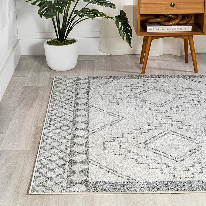 JONATHAN Y Amir Moroccan Beni Souk Cream/Gray Indoor Area Rug, 3x5, Bohemian, Scandinavian, Easy-Cleaning for Living Room, Bedroom, Kitchen, Pet Friendly, Non-Shedding (MOH200B-3)