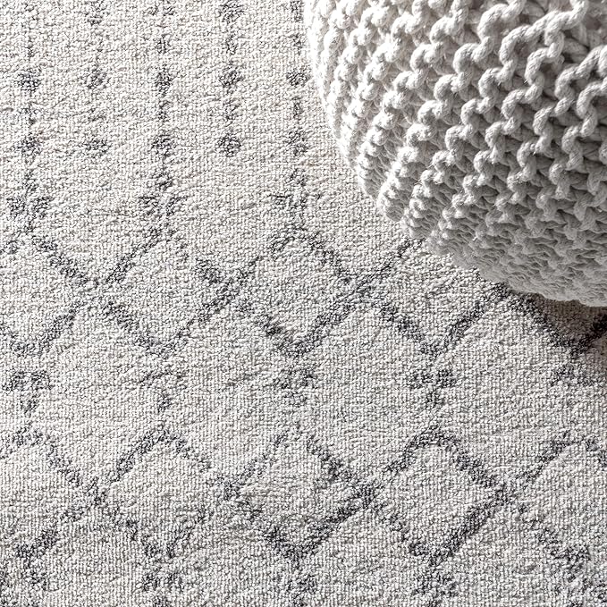 JONATHAN Y Boho Vintage Diamond Cream/Gray Round Area Rug 7 ft, Moroccan Hype for Living Room, Bedroom, Kitchen, Office, Easy-Cleaning, High Traffic, Pet-Friendly, Non-Shedding (MOH101B-7R)