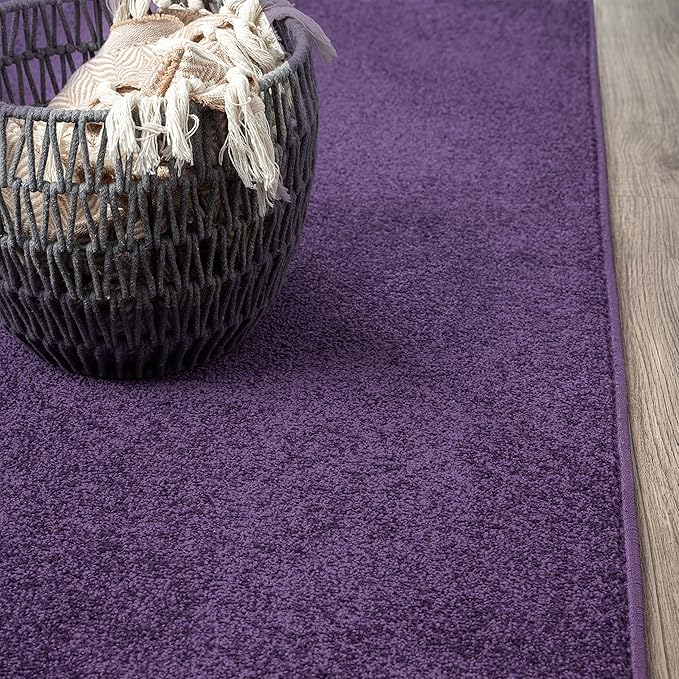 JONATHAN Y Haze Solid Low-Pile Purple 4x6 Oval Indoor Area Rug, Coastal,Bohemian,Minimalist,Classic, Easy-Cleaning for Living Room,Bedroom,Kitchen,Pet Friendly,Non-Shedding (SEU100N-4OV)