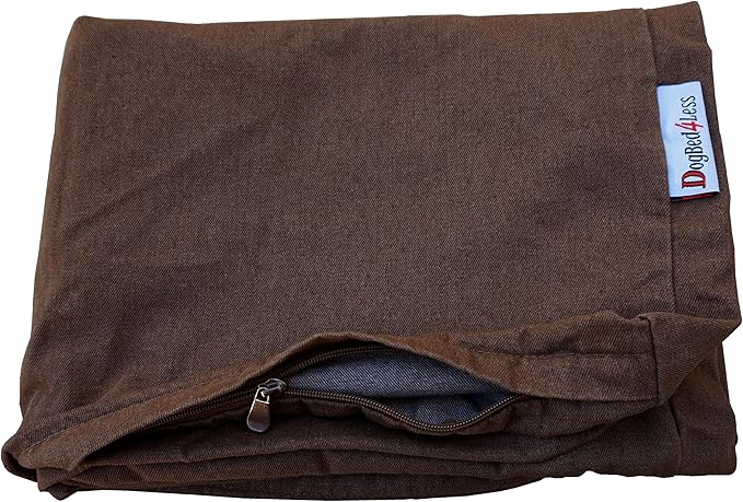 Dogbed4less 55X37X4 Inches Brown Color Denim Jean Dog Pet Bed External Zipper Cover - Replacement Cover only
