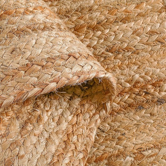 Hausattire Hand Woven Jute Braided Rug, 2'x3' ??Natural, Reversible Boho Entry Area Rugs for Kitchen, Living Room I Farmhouse Indoor Outdoor Decorative Floor Rug, 24x36 Inches