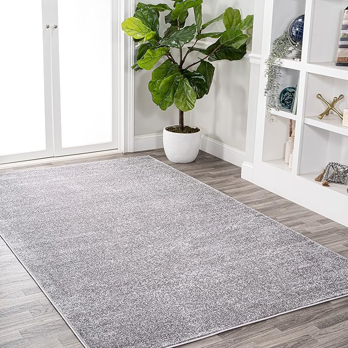 JONATHAN Y Haze Solid Low-Pile Gray Indoor Area Rug 3x5, Coastal,Bohemian,Minimalist,Classic, Easy-Cleaning for Living Room,Bedroom,Kitchen,Pet Friendly,Non-Shedding (SEU100A-3)