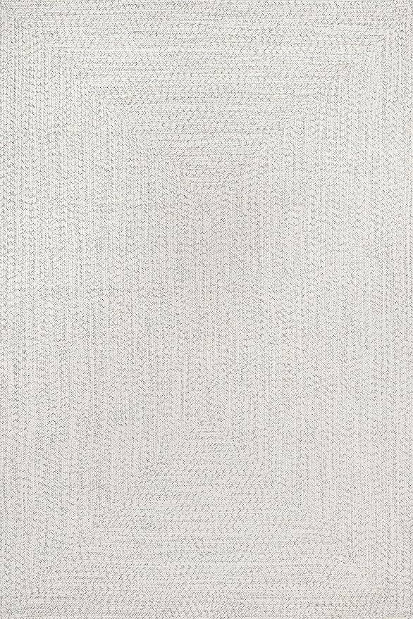 nuLOOM 4' x 6' Solid Hand Braided Indoor/Outdoor Area Rug, Pet-Friendly, High Traffic, Weather Resistant, for Patio, Balcony, Bedroom, Living Room, Dining Room, Wynn Ivory