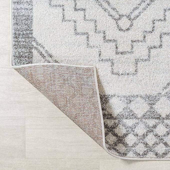 JONATHAN Y Amir Moroccan Beni Souk Cream/Gray 3x3 Square Indoor Area Rug, Bohemian, Scandinavian, Easy-Cleaning for Living Room, Bedroom, Kitchen, Pet Friendly, Non-Shedding (MOH200B-3SQ)