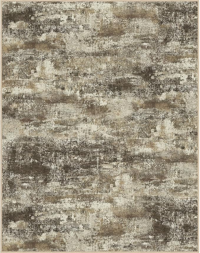 Area Rugs 6x9 for Living Room Bedroom, Modern Abstract Machine Washable Rug, Large Soft Low Pile Floor Cover with Non Slip Backing for Dining Room, Brown