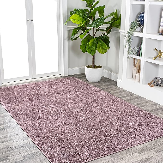 JONATHAN Y Haze Solid Low-Pile Light Purple Indoor Area Rug 4x6, Coastal,Bohemian,Minimalist,Classic, Easy-Cleaning for Living Room,Bedroom,Kitchen,Pet Friendly,Non-Shedding (SEU100R-4)