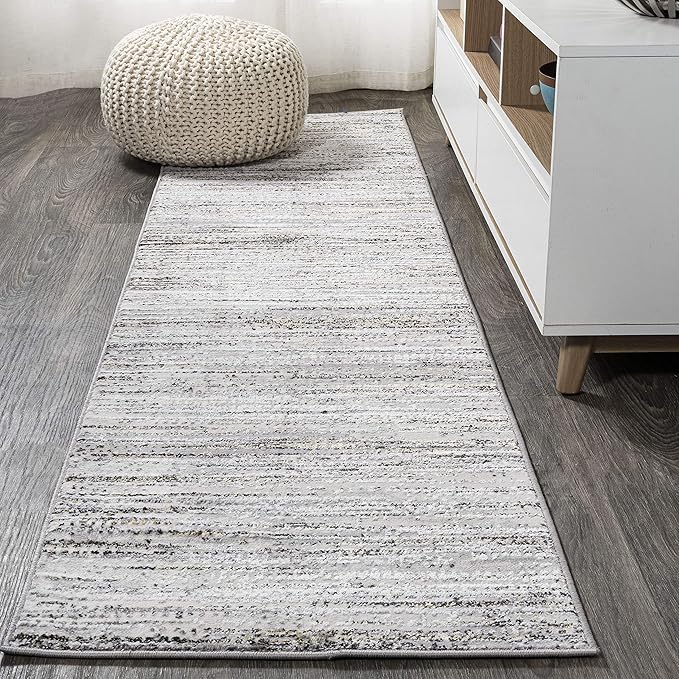 JONATHAN Y Loom Strie' Gray/Black Runner Rug 2X8 ft, Modern for Living Room, Bedroom, Kitchen, Office, Easy-Cleaning, High Traffic, Pet-Friendly, Non-Shedding SOR200A-28