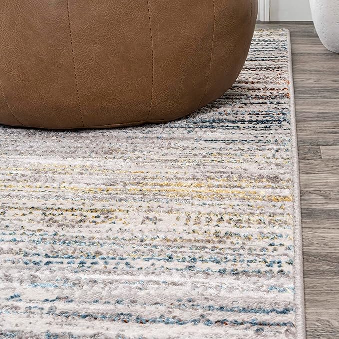 JONATHAN Y Loom Strie' Gray/Blue/Orange Runner Rug 2X8 ft, Modern for Living Room, Bedroom, Kitchen, Office, Easy-Cleaning, High Traffic, Pet-Friendly, Non-Shedding SOR200E-28
