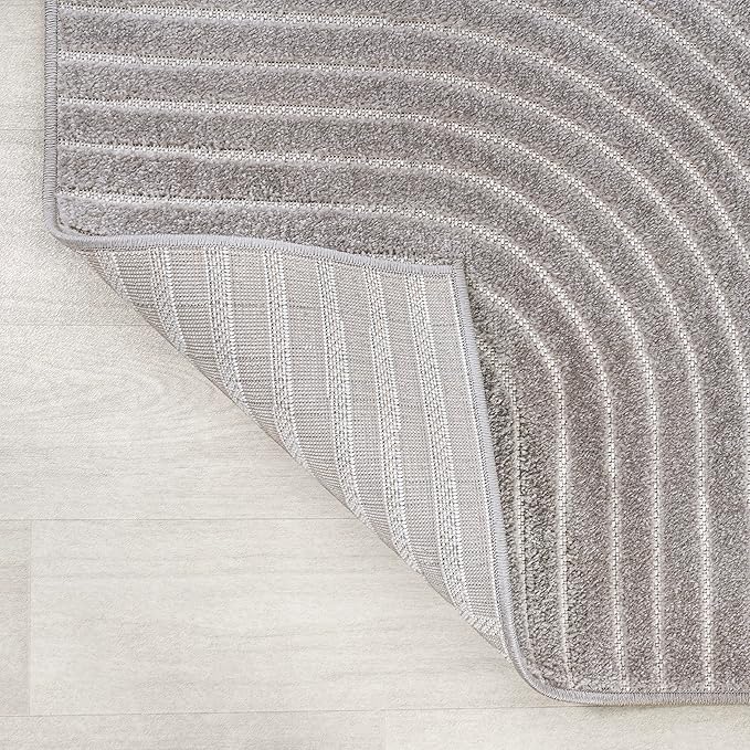 JONATHAN Y Hallie High-Low Curve Gray/Ivory Indoor/Outdoor Area Rug, 12x15, Minimalist, Pet Friendly, Non-Shedding, Stain Resistant, Hose-Washable for Backyard, Patio, Porch (SCN100A-15)