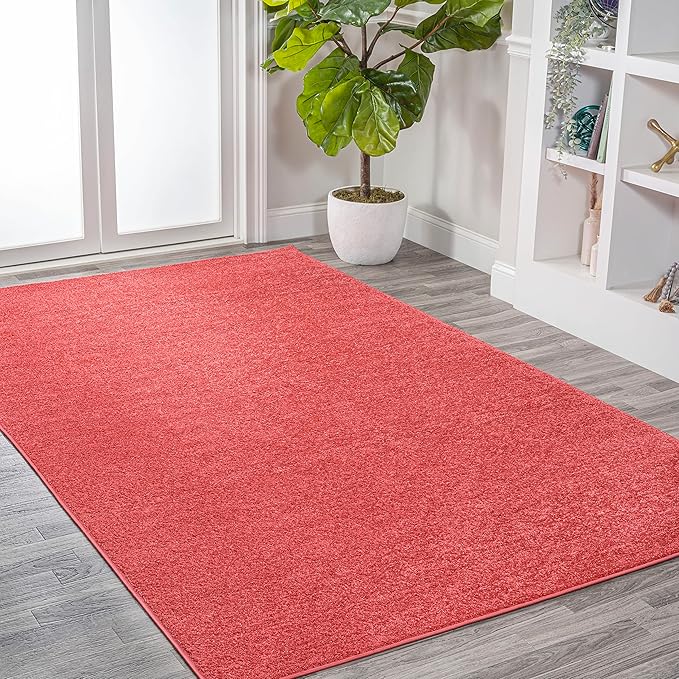 JONATHAN Y Haze Solid Low-Pile Red Indoor Area Rug 6x9, Coastal,Bohemian,Minimalist,Classic, Easy-Cleaning for Living Room,Bedroom,Kitchen,Pet Friendly,Non-Shedding (SEU100E-6)