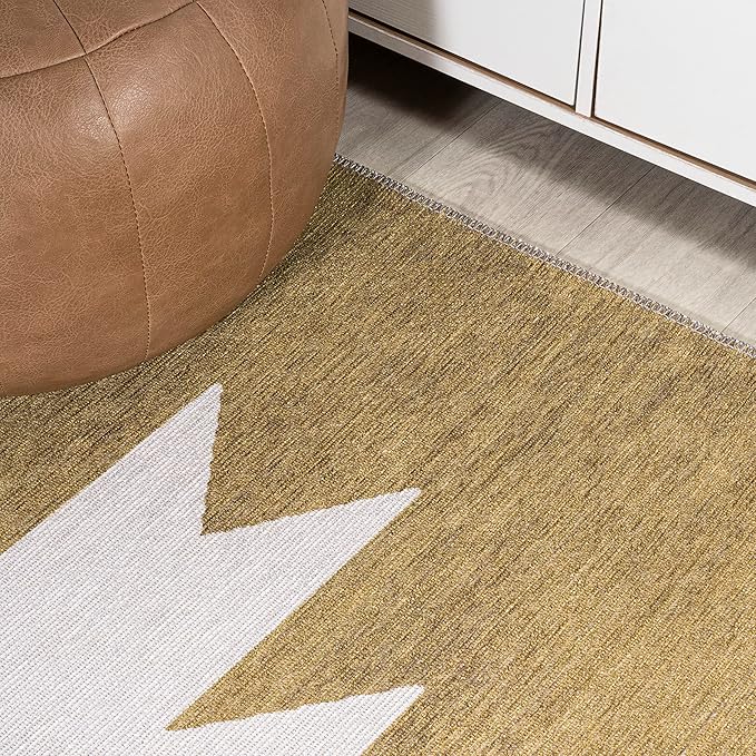 JONATHAN Y Machine Washable Moss/Cream Indoor Area Rug 4X6 ft, Chayton Minimalist Geometric for Living Room, Bedroom, Kitchen, Office, Easy-Cleaning, Pet-Friendly, Non-Shedding WSH110B-4
