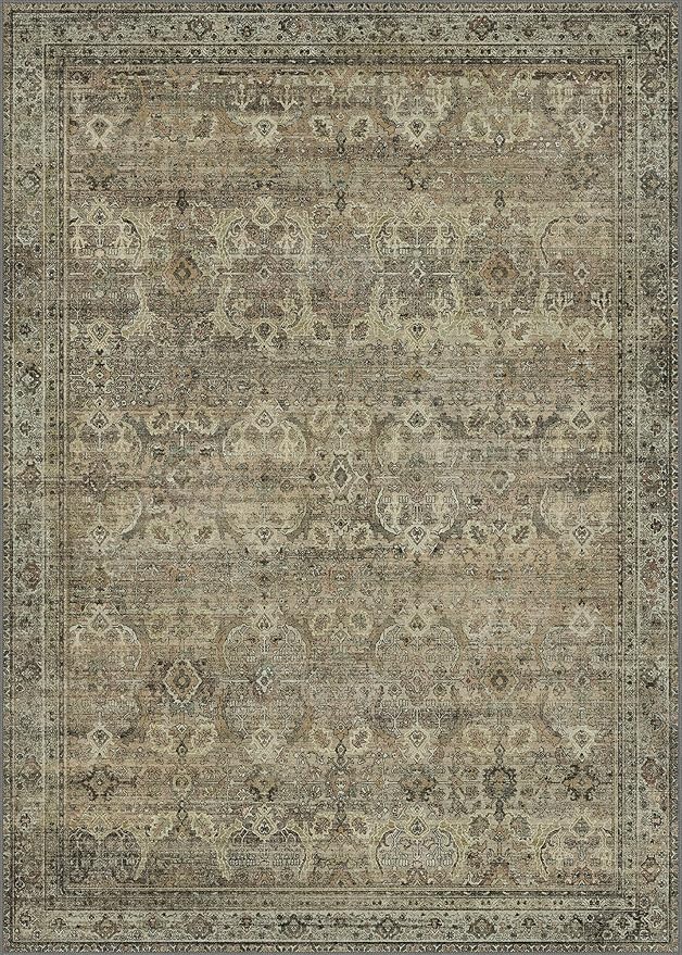 5x7 Area Rug Machine Washable Boho Rug for Living Room,Ultra-Thin Low Pile Carpet,Lightweight Printed Rug,Non Slip Floral Area Rug for Bedroom, Dining Room, Home Office,Sage