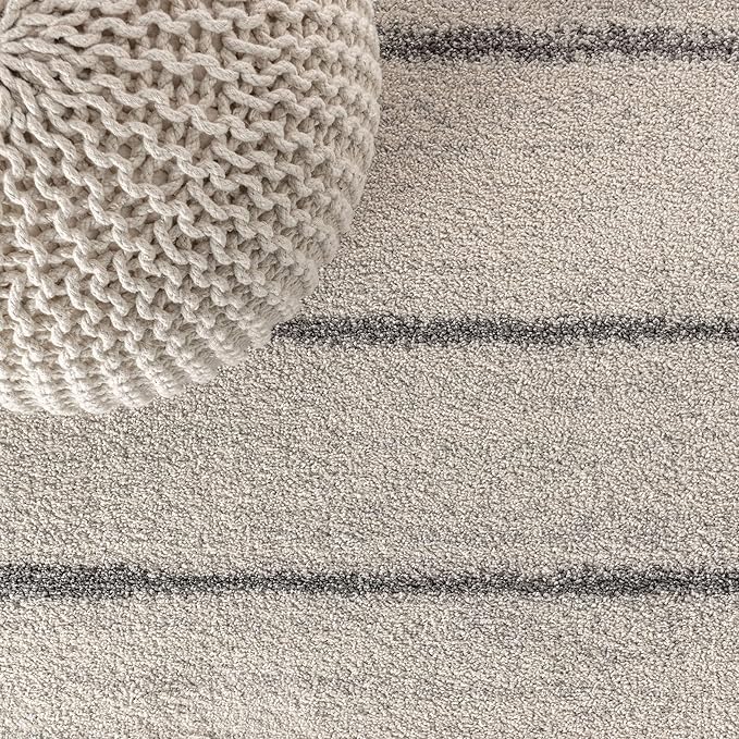 JONATHAN Y Williamsburg Minimalist Stripe Cream/Gray Indoor Area Rug, 3x5, Contemporary, Modern, Easy-Cleaning for Living Room, Bedroom, Kitchen, Pet Friendly, Non-Shedding (MOH201A-3)