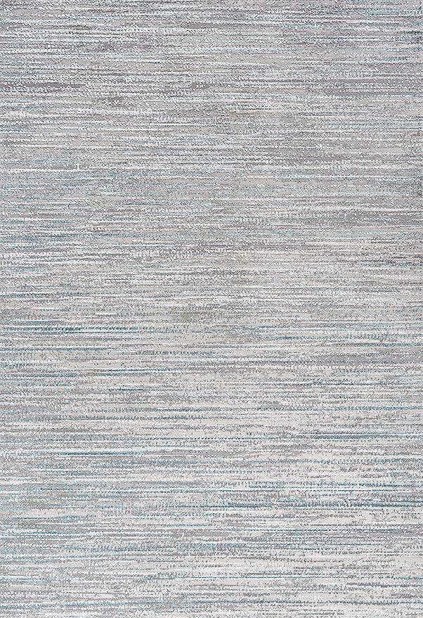 JONATHAN Y Loom Strie' Gray/Turquoise Indoor Area Rug 5X8 ft, Modern for Living Room, Bedroom, Kitchen, Office, Easy-Cleaning, High Traffic, Pet-Friendly, Non-Shedding SOR200B-5