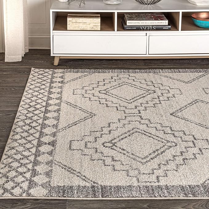 JONATHAN Y Amir Moroccan Beni Souk Cream/Gray Indoor Area Rug, 3x5, Bohemian, Scandinavian, Easy-Cleaning for Living Room, Bedroom, Kitchen, Pet Friendly, Non-Shedding (MOH200B-3)