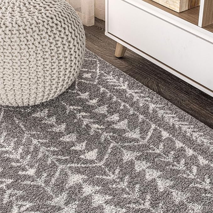 JONATHAN Y Ziri Moroccan Geometric Gray/Cream Indoor Area Rug, 3x5, Bohemian, Scandinavian, Easy-Cleaning for Living Room, Bedroom, Kitchen, Pet Friendly, Non-Shedding (MOH210B-3)