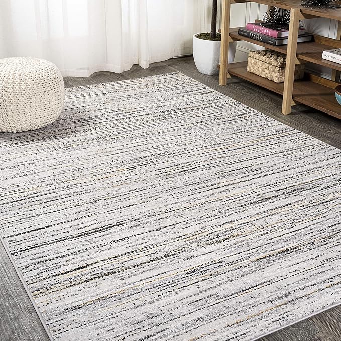 JONATHAN Y Loom Strie' Gray/Black Indoor Area Rug 3X5 ft, Modern for Living Room, Bedroom, Kitchen, Office, Easy-Cleaning, High Traffic, Pet-Friendly, Non-Shedding SOR200A-3